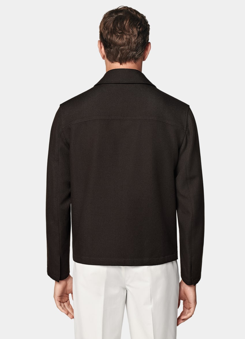 SUITSUPPLY Pure Wool by Rogna, Italy Dark Brown Bomber Jacket