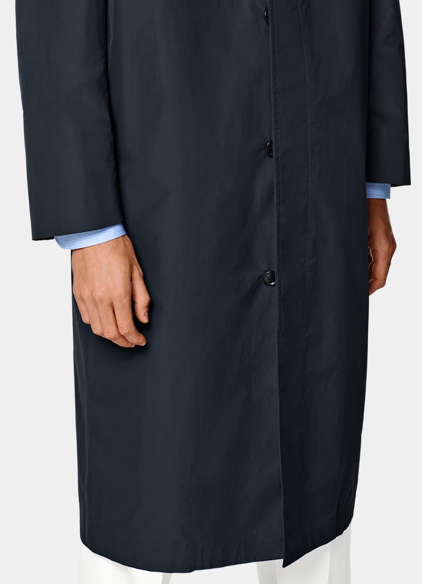 SUITSUPPLY Water-Repellent Technical Fabric by Lanificio Ermenegildo Zegna, Italy Navy Overcoat