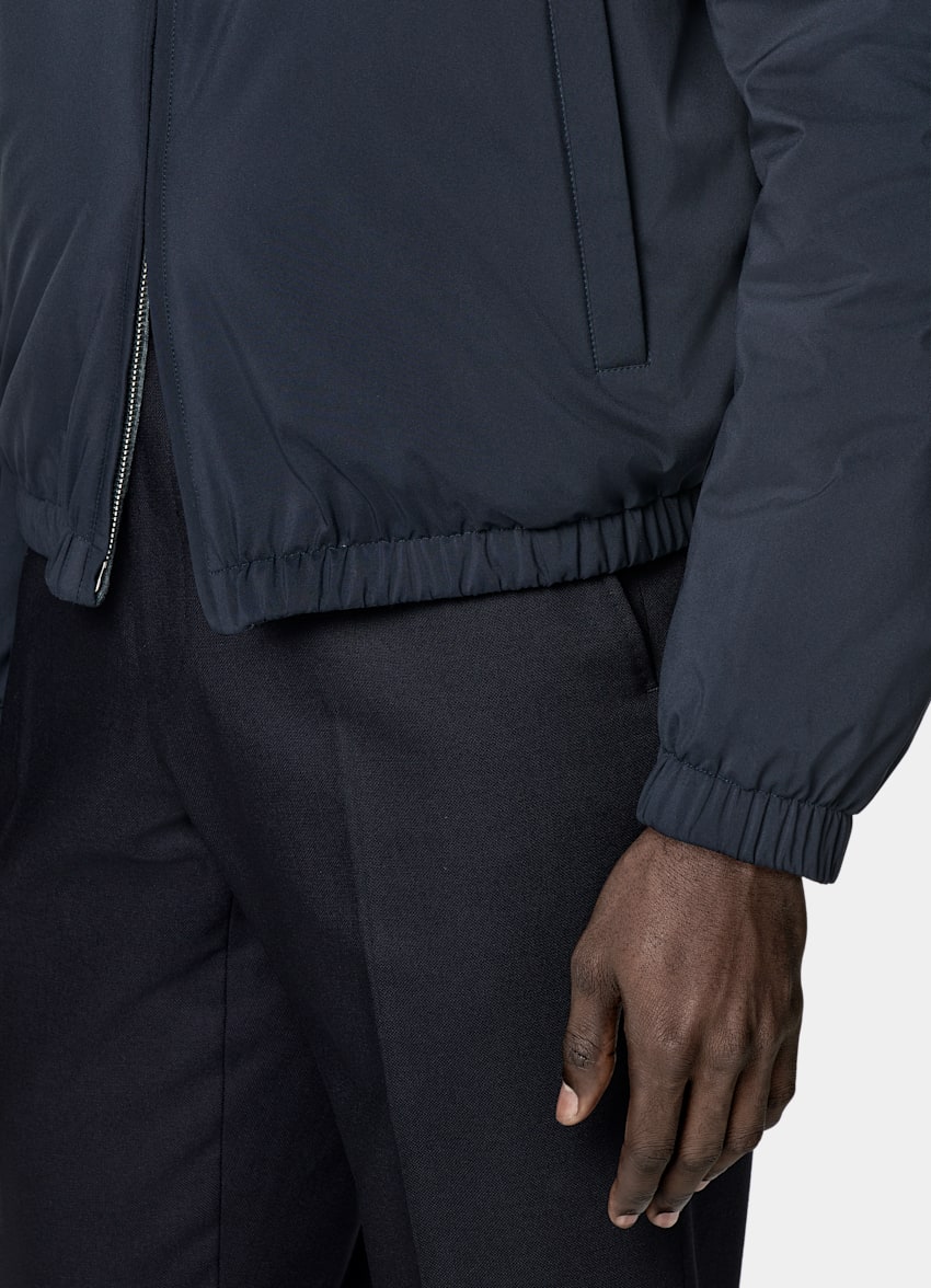 SUITSUPPLY Water-Repellent Technical Fabric by Olmetex, Italy Navy Reversible Bomber Jacket