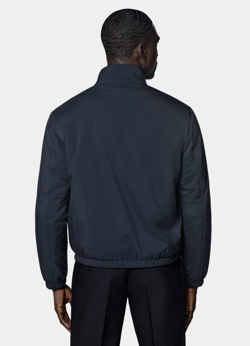 SUITSUPPLY Water-Repellent Technical Fabric by Olmetex, Italy Navy Reversible Bomber Jacket