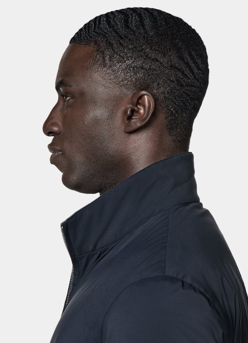 SUITSUPPLY Water-Repellent Technical Fabric by Olmetex, Italy Navy Reversible Bomber Jacket