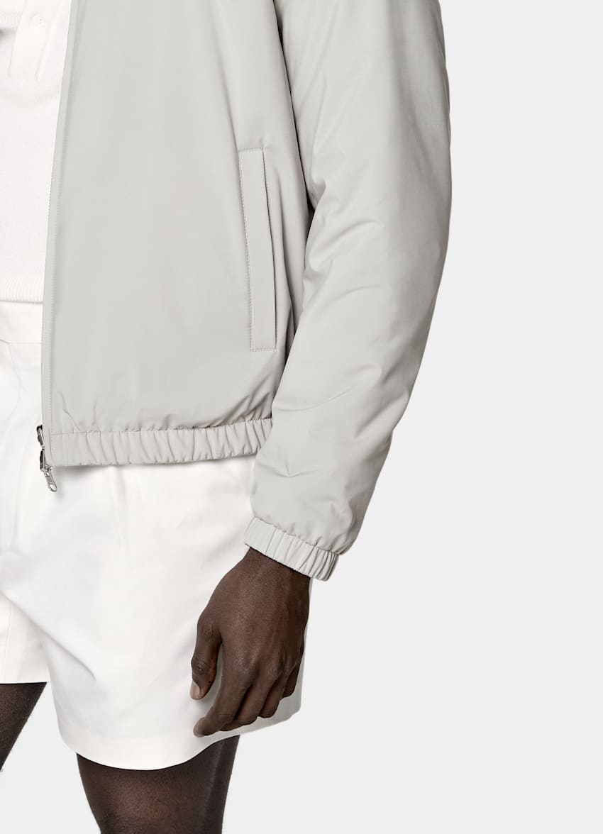 SUITSUPPLY Water-Repellent Technical Fabric Taupe Reversible Bomber Jacket