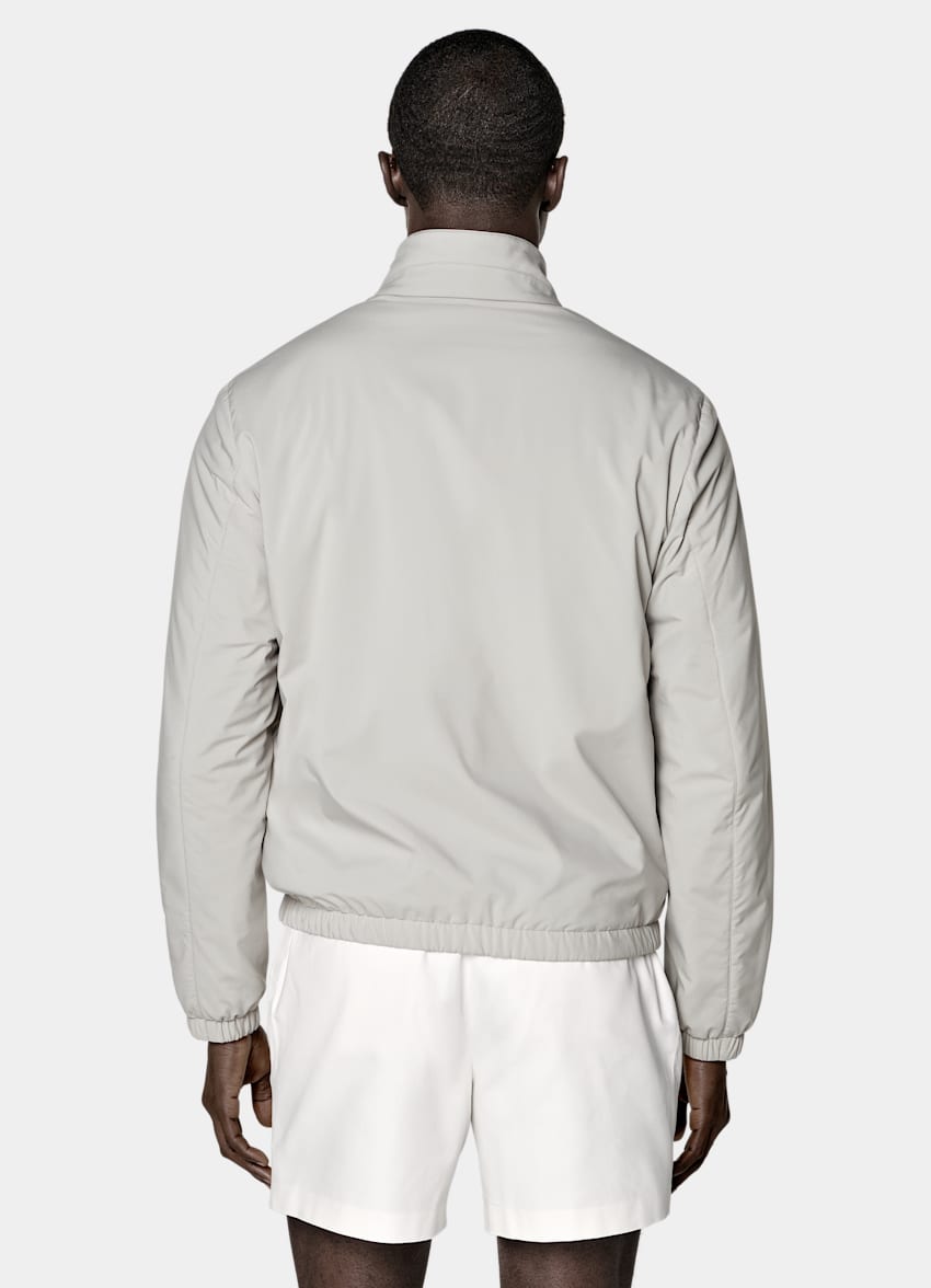 SUITSUPPLY Water-Repellent Technical Fabric Taupe Reversible Bomber Jacket