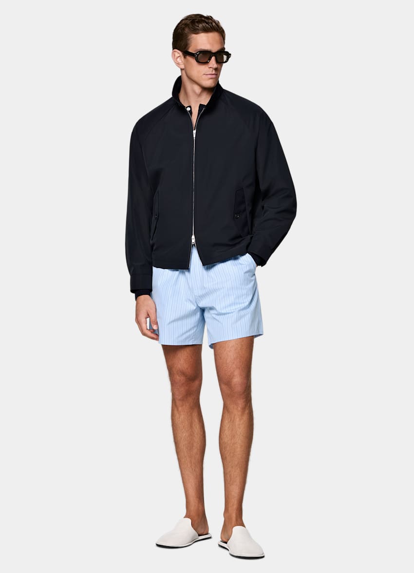 SUITSUPPLY Polyamid Schurwolle Seide von Lanificio Ermenegildo Zegna, Italien Navy Bomberjacke mit Raglan&auml;rmeln