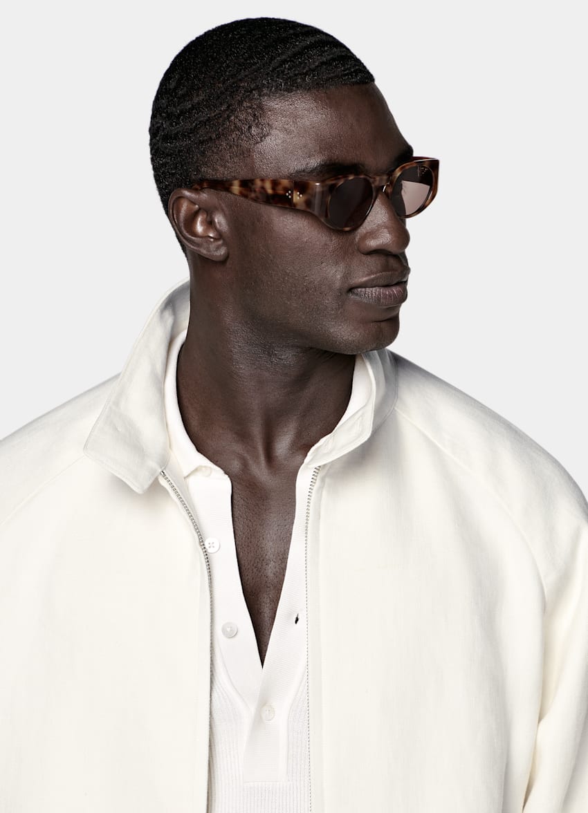 SUITSUPPLY Lino y algod&oacute;n de ARCH&eacute;, Italia Chaqueta bomber ragl&aacute;n crudo