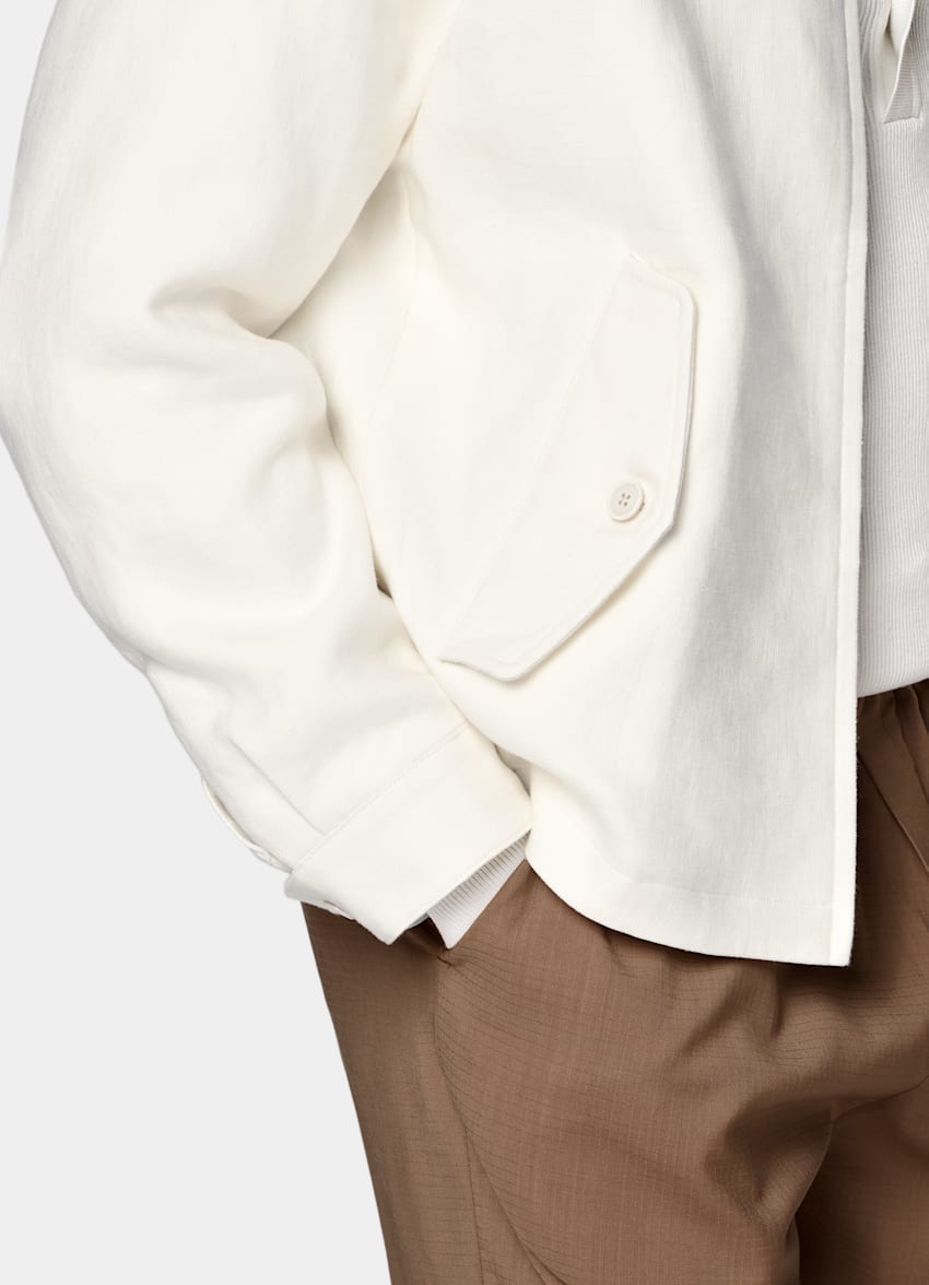 SUITSUPPLY Lino y algod&oacute;n de ARCH&eacute;, Italia Chaqueta bomber ragl&aacute;n crudo