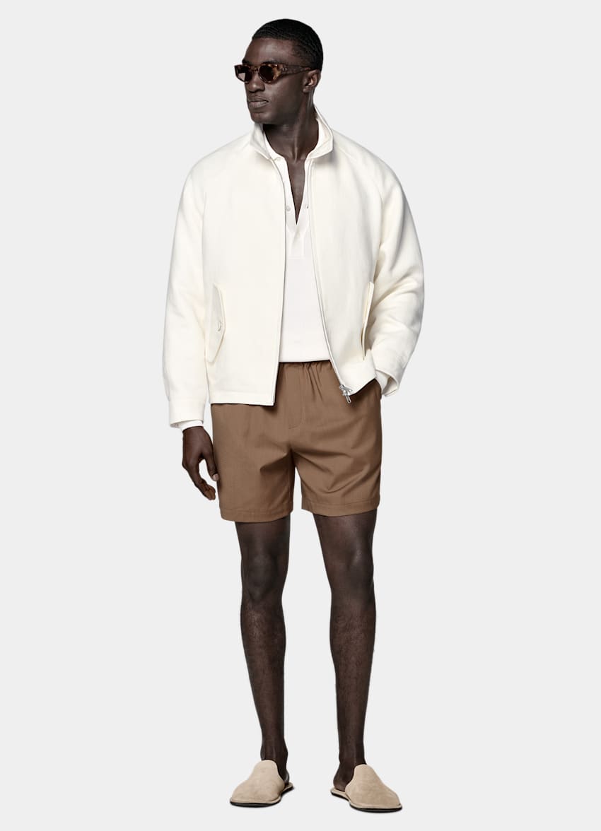 SUITSUPPLY Lino y algod&oacute;n de ARCH&eacute;, Italia Chaqueta bomber ragl&aacute;n crudo