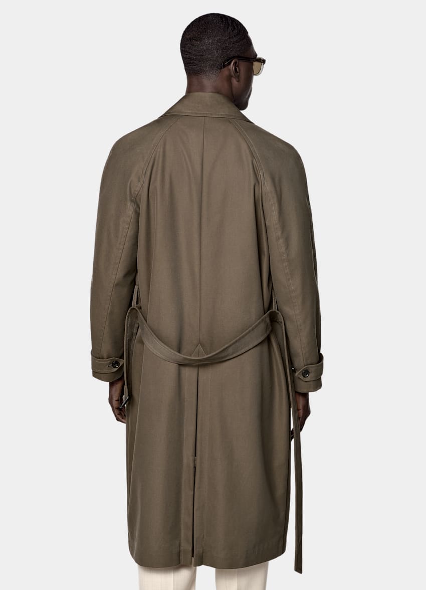 SUITSUPPLY Cotton Polyamide by Emmetex, Italy Mid Green Trench Coat