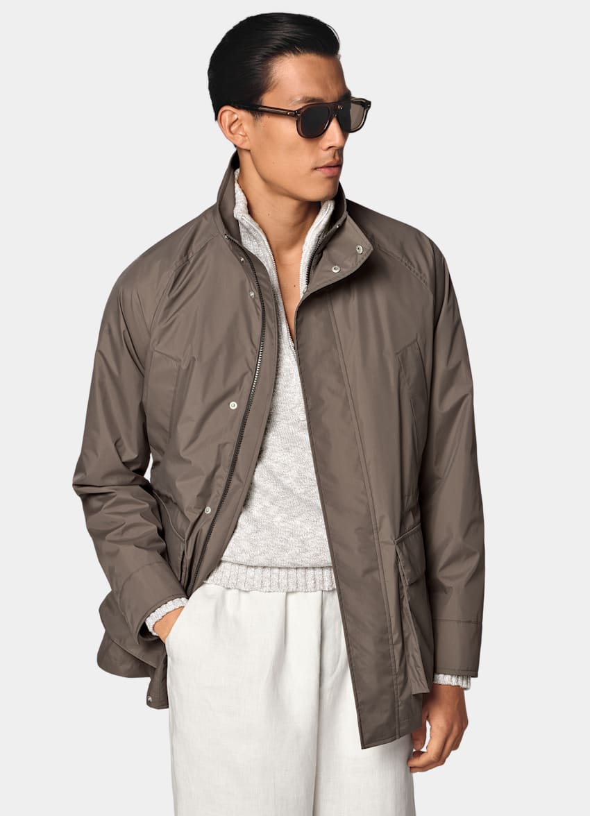 SUITSUPPLY Technical Fabric von Majocchi, Italien Taupe Field Jacket