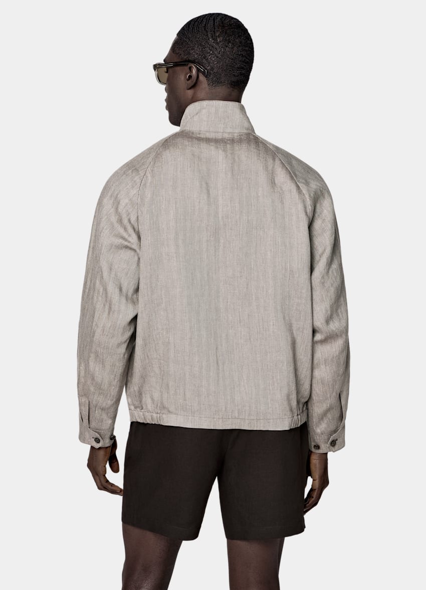 SUITSUPPLY Pure Linen - Baird McNutt, Regno Unito Dark Brown Herringbone Raglan Bomber Jacket