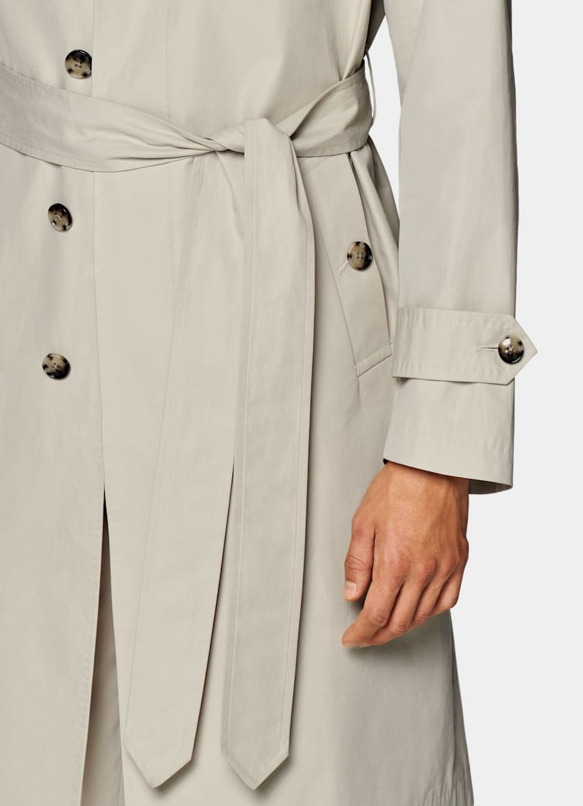 SUITSUPPLY Water-Repellent Cotton by Olmetex, Italy Sand Belted Trench Coat