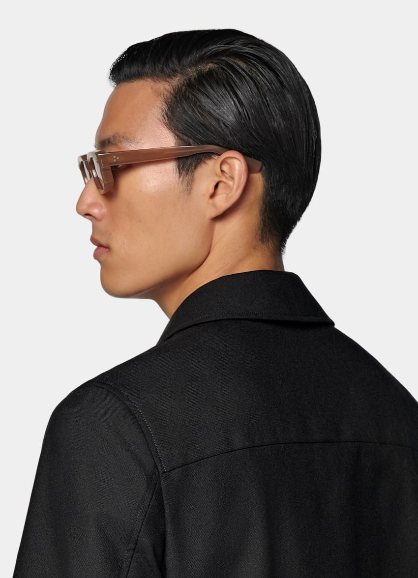 SUITSUPPLY Pure 4-Ply Traveller Wool by Rogna, Italy Black Bomber Jacket