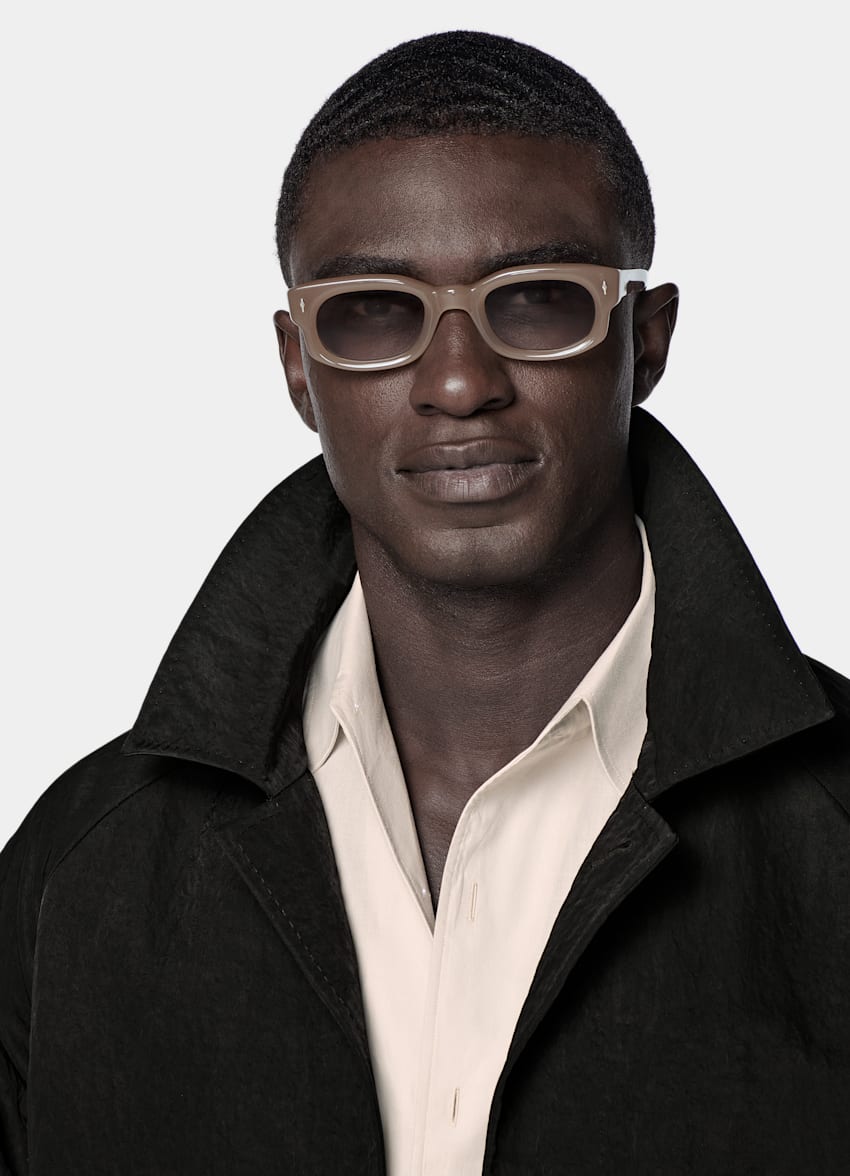 SUITSUPPLY Water-Repellent Technical Fabric by Majocchi, Italy Black Belted Trench Coat