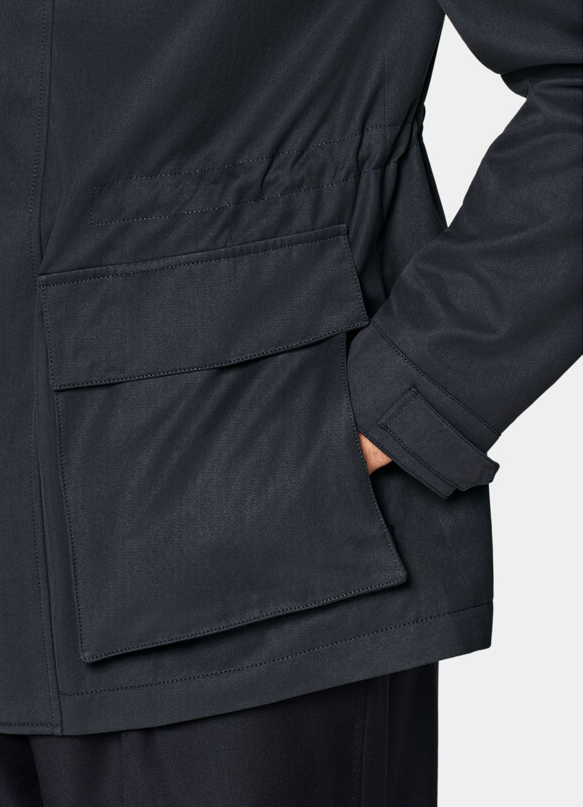 SUITSUPPLY Wodoodporna tkanina techniczna od Olmetex, Włochy Kurtka field jacket granatowa