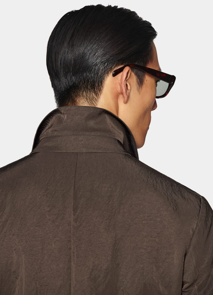 SUITSUPPLY Vattentätt, tekniskt tyg från Majocchi, Italien Mörkbrun field jacket