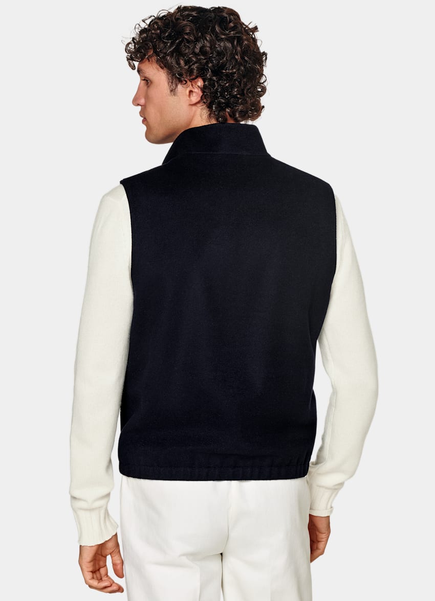 SUITSUPPLY Pure Circular Cashmere by Colombo, Italy Navy Zip Vest