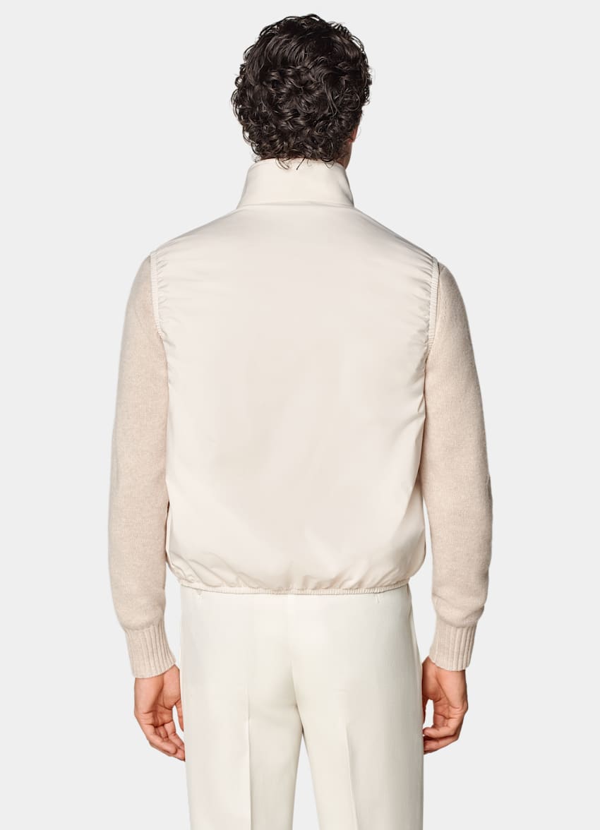 SUITSUPPLY Water-Repellent Technical Fabric by Olmetex, Italy Off-White Light Padded Zip Vest