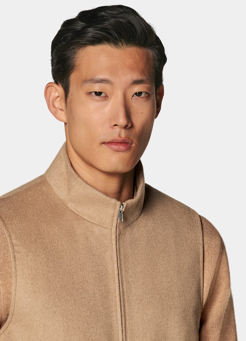 SUITSUPPLY Pure Camel by Piacenza, Italy Mid Brown Zip Vest