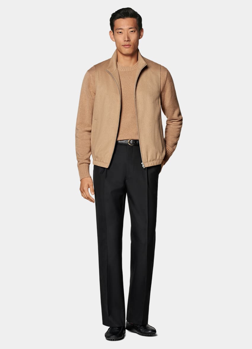 SUITSUPPLY Pure laine de chameau - Piacenza, Italie Veste sans manches zippée marron moyen