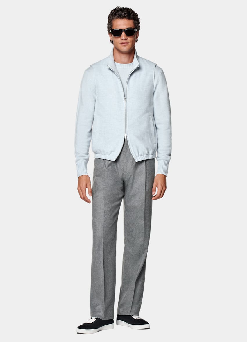 SUITSUPPLY Pura lana S180's - Drago, Italia Smanicato azzurro con zip