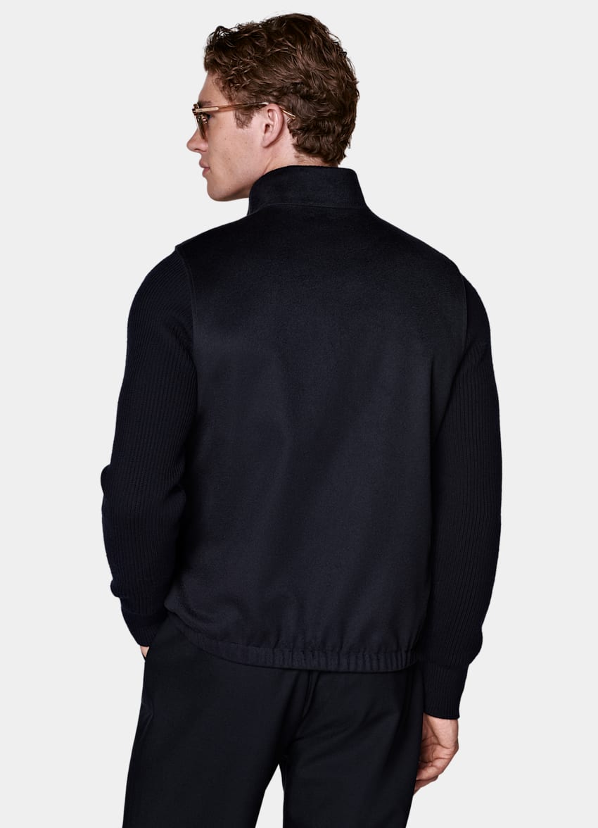 SUITSUPPLY Pure Cashmere by Colombo, Italy Navy Reversible Zip Vest