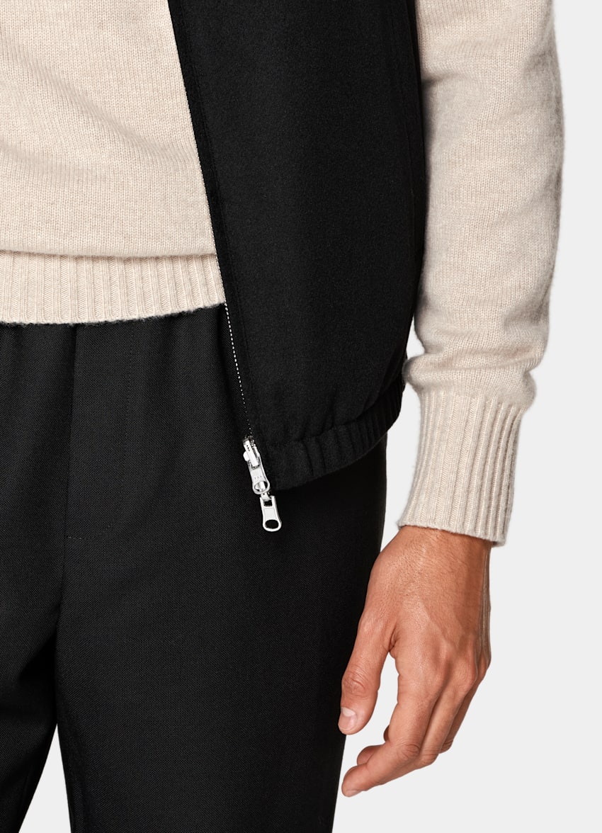SUITSUPPLY Pure Cashmere by Colombo, Italy Black Reversible Zip Vest