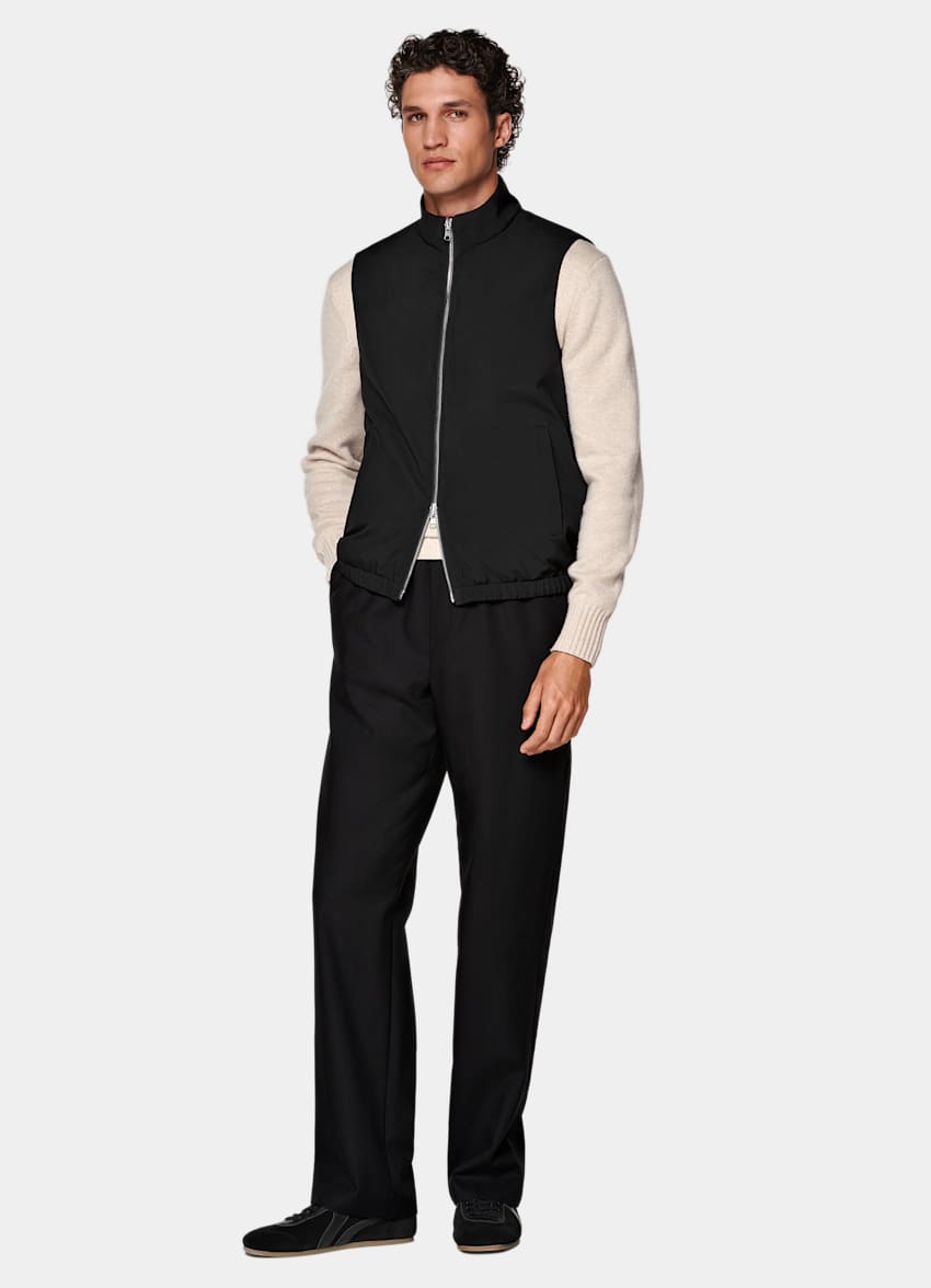 SUITSUPPLY Pure Cashmere by Colombo, Italy Black Reversible Zip Vest