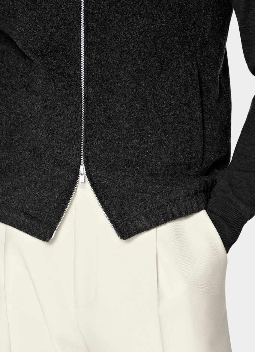 SUITSUPPLY Pure Wool Dark Grey Zip Vest