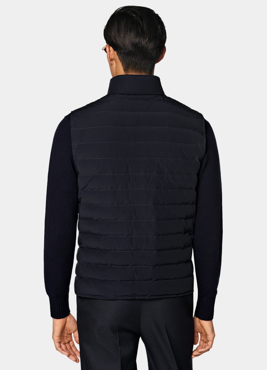 SUITSUPPLY Technical Fabric Navy Padded Down Zip Vest