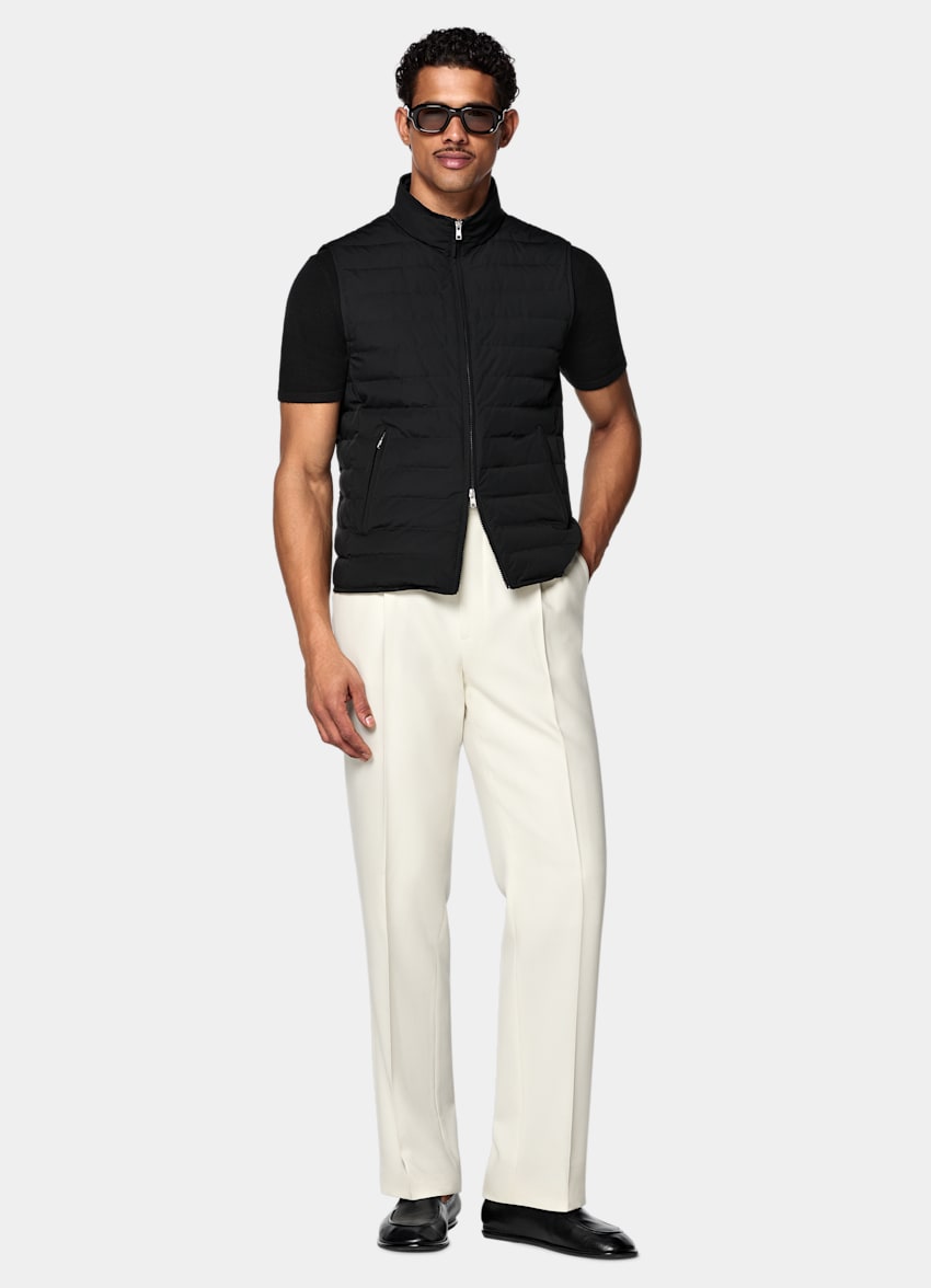 SUITSUPPLY Technical Fabric Black Down Zip Vest