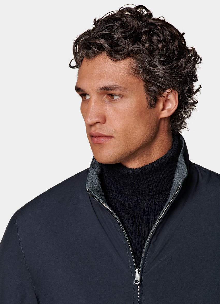 SUITSUPPLY Technischer Stoff von Olmetex, Italien Wende-Bomberjacke navy