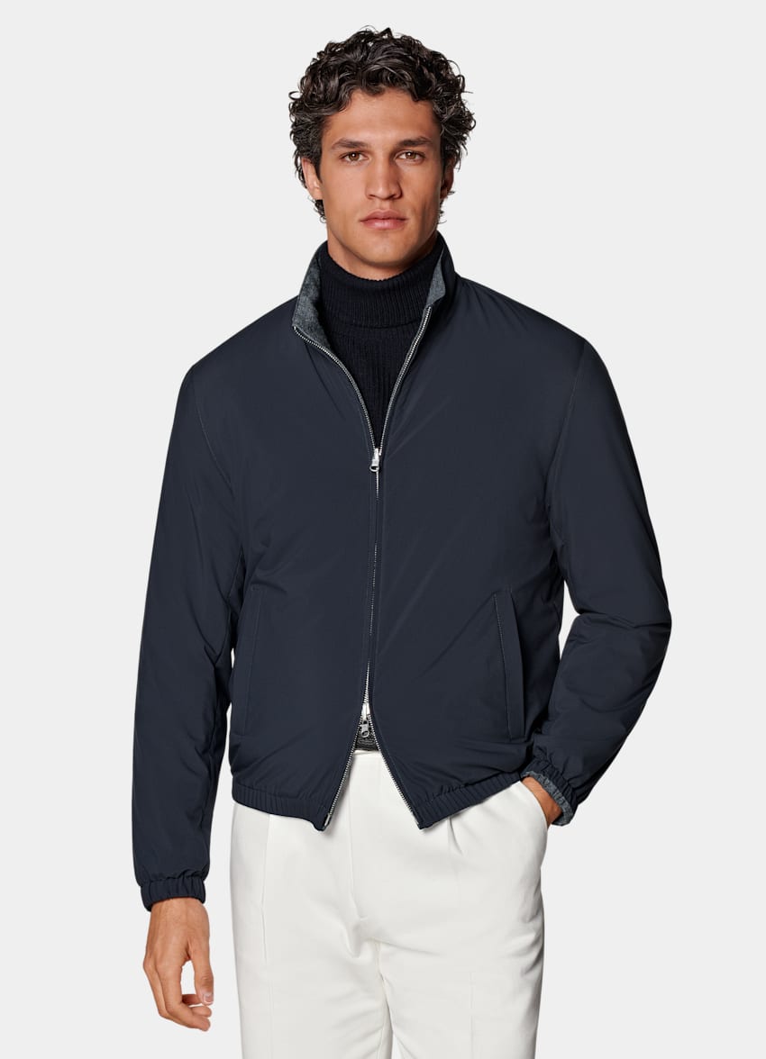 SUITSUPPLY Technischer Stoff von Olmetex, Italien Wende-Bomberjacke navy