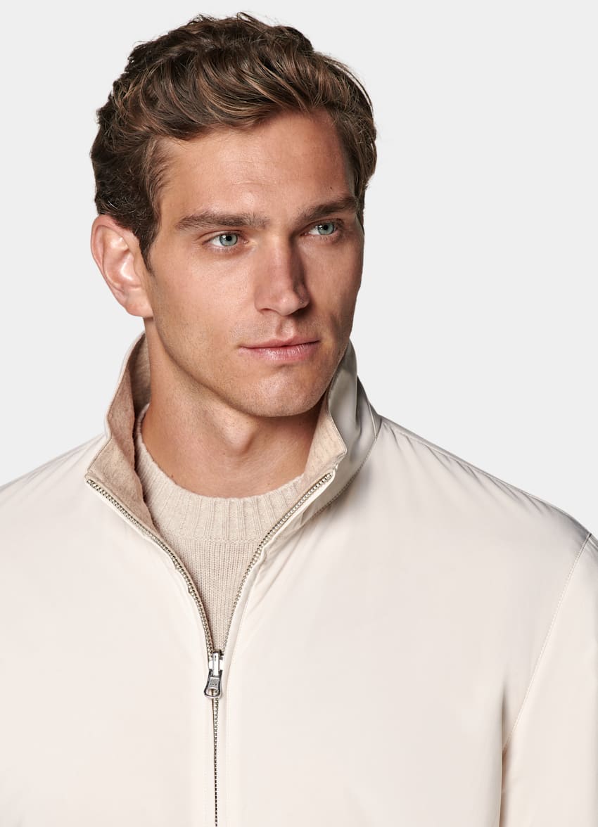 SUITSUPPLY Technical Fabric by Olmetex, Italy Off-White Reversible Bomber Jacket