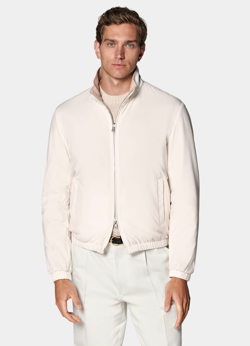 SUITSUPPLY Technical Fabric by Olmetex, Italy Off-White Reversible Bomber Jacket