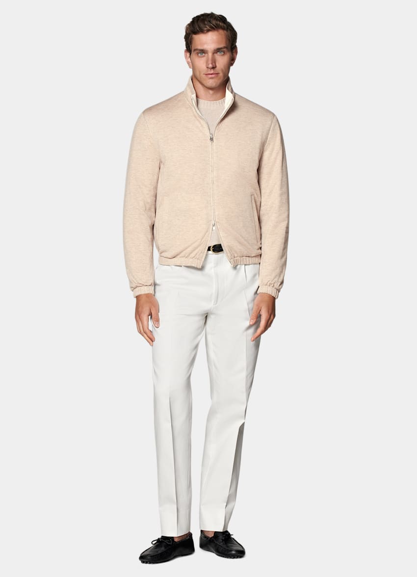 SUITSUPPLY Technischer Stoff von Olmetex, Italien Wende-Bomberjacke off-white