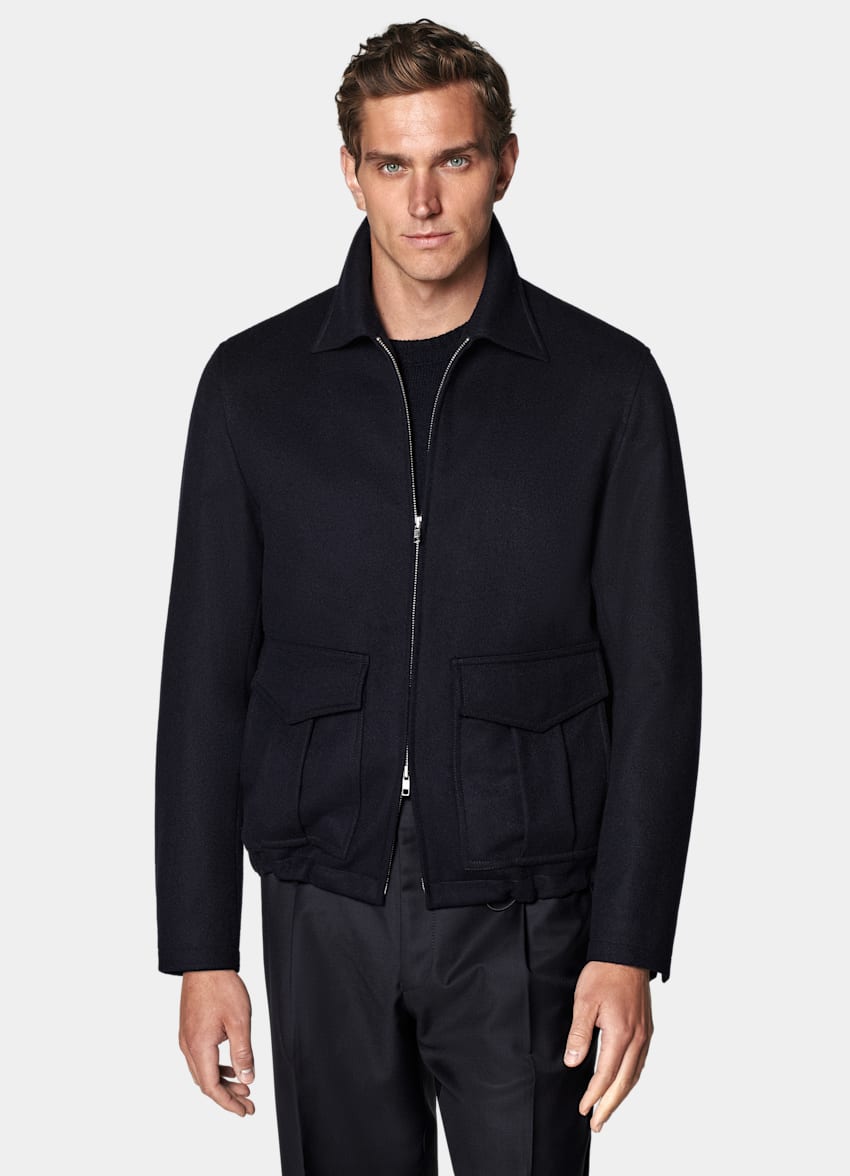 SUITSUPPLY Pure Wool Navy Bomber Jacket