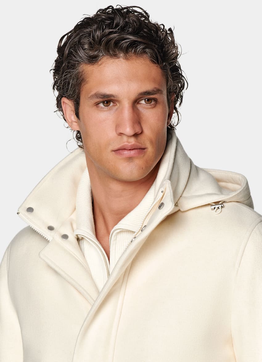 SUITSUPPLY Wool Cashmere by E.Thomas, Italy Off-White Padded Parka