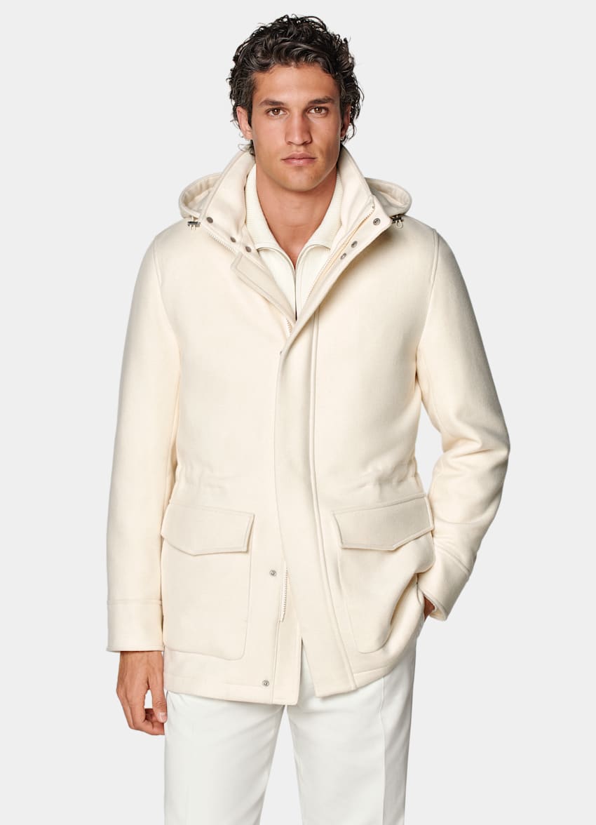 SUITSUPPLY Wool Cashmere by E.Thomas, Italy Off-White Padded Parka