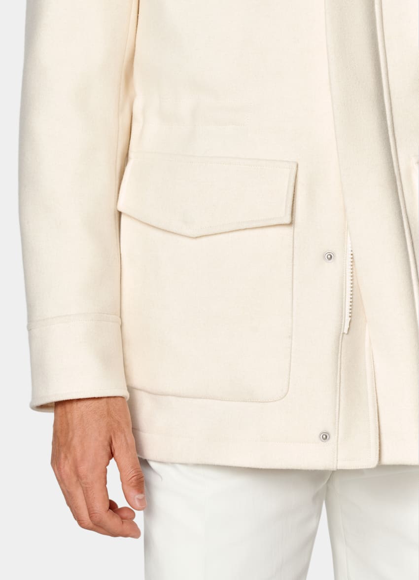 SUITSUPPLY Wool Cashmere by E.Thomas, Italy Off-White Padded Parka