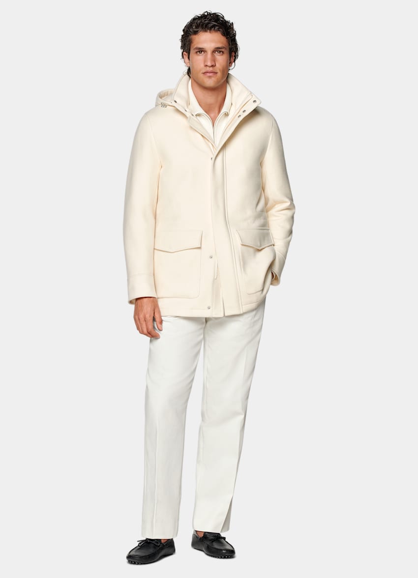 SUITSUPPLY Wool Cashmere by E.Thomas, Italy Off-White Padded Parka