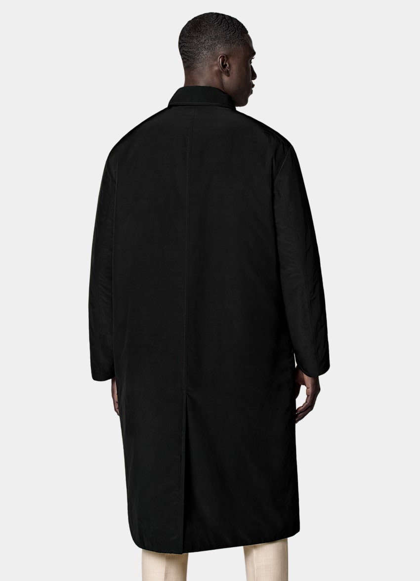 SUITSUPPLY Technical Fabric by Olmetex, Italy Black Padded Overcoat