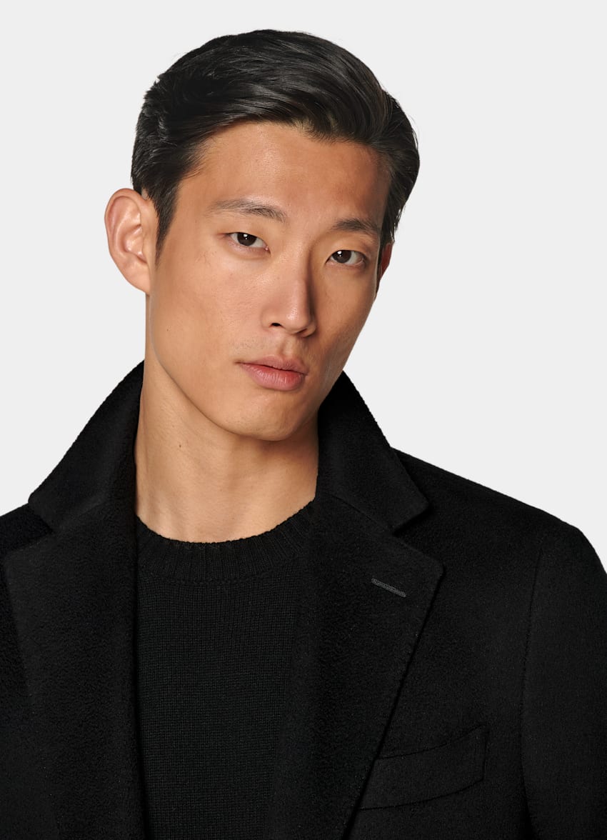 SUITSUPPLY 意大利 Rogna 生产的羊绒面料 黑色大衣