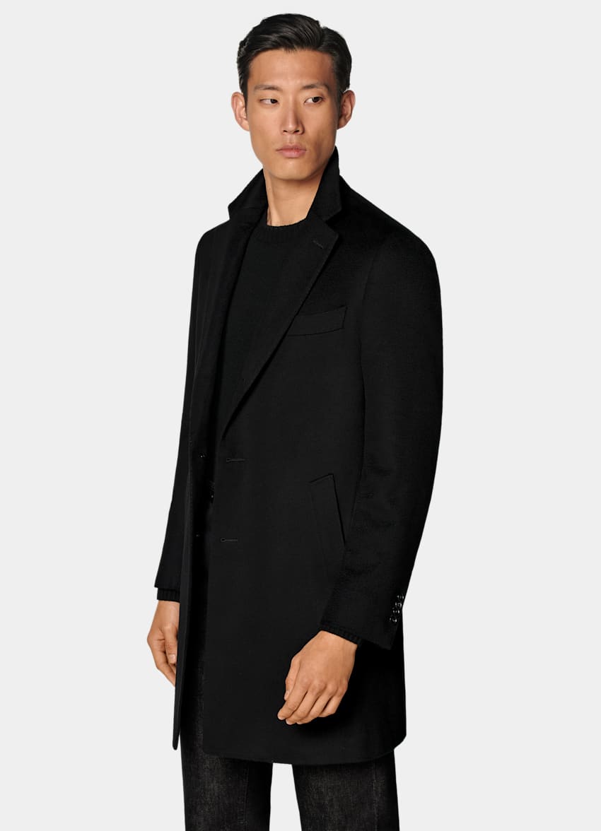 SUITSUPPLY Pure Cashmere by Rogna, Italy Black Overcoat