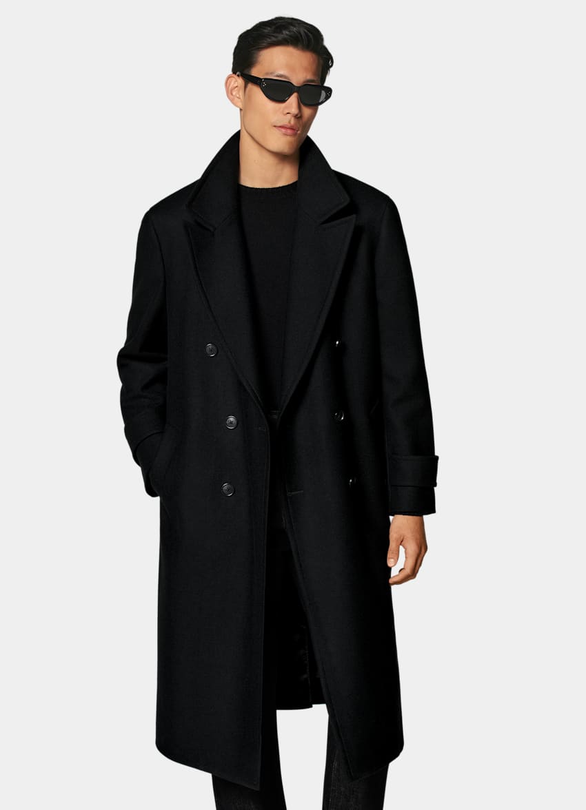 SUITSUPPLY Wool Cashmere by E.Thomas, Italy Black Overcoat