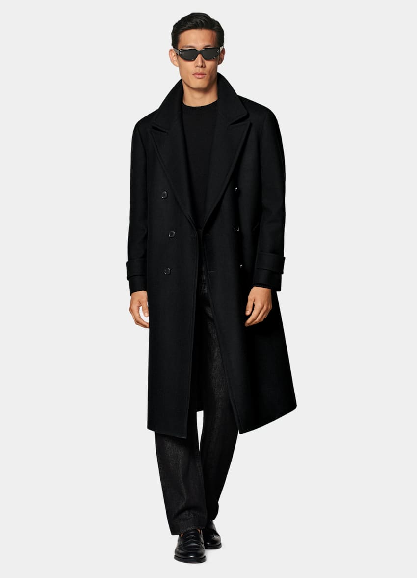 SUITSUPPLY Wool Cashmere by E.Thomas, Italy Black Overcoat