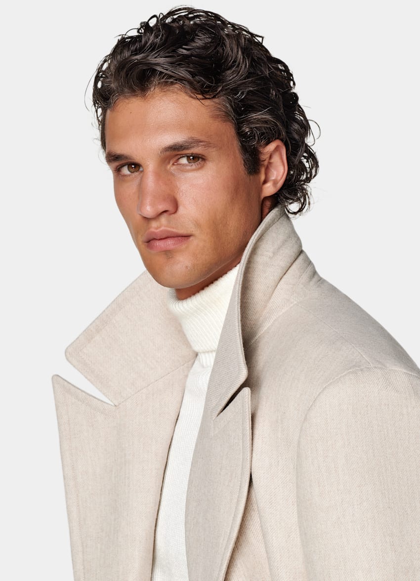 SUITSUPPLY Wool Cashmere by E.Thomas, Italy Sand Overcoat