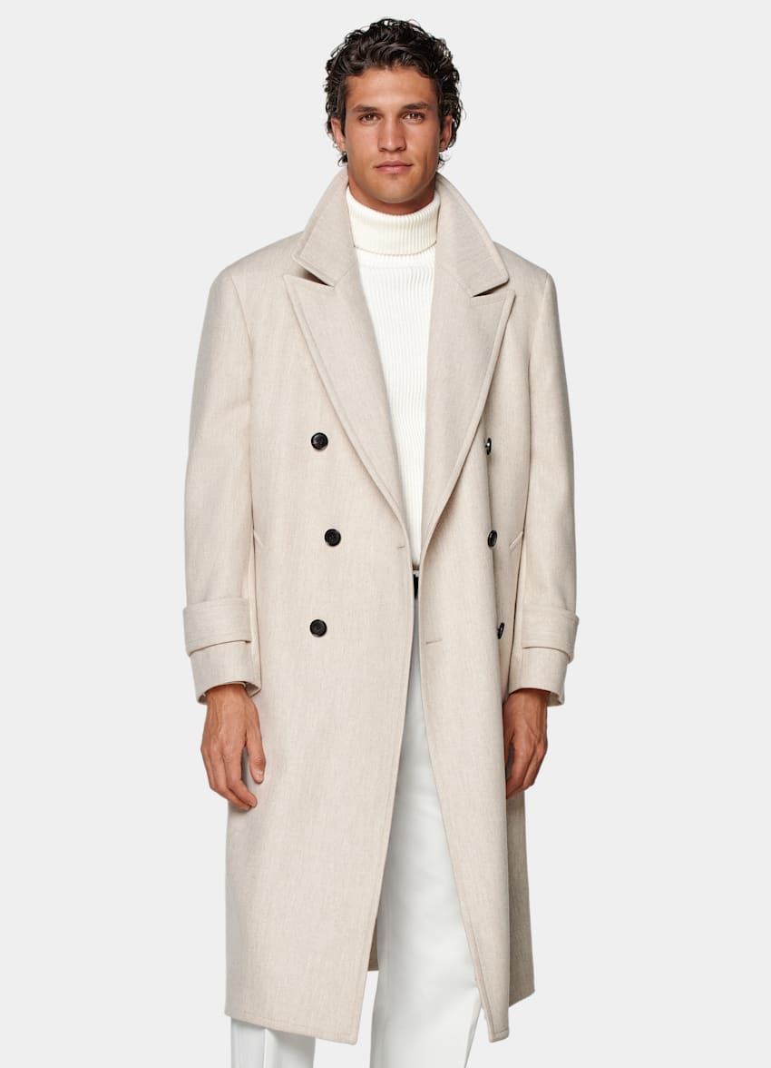 SUITSUPPLY Wool Cashmere by E.Thomas, Italy Sand Overcoat