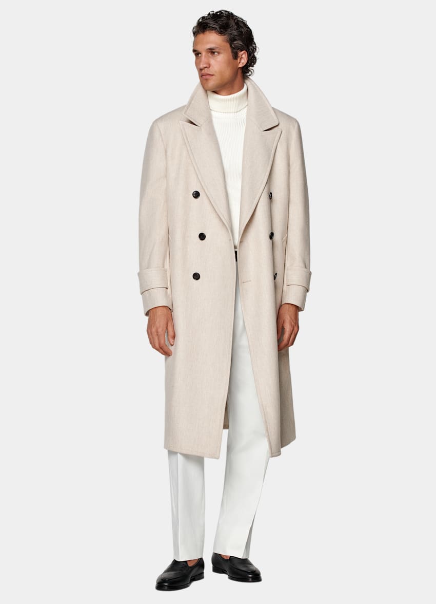 SUITSUPPLY Wool Cashmere by E.Thomas, Italy Sand Overcoat