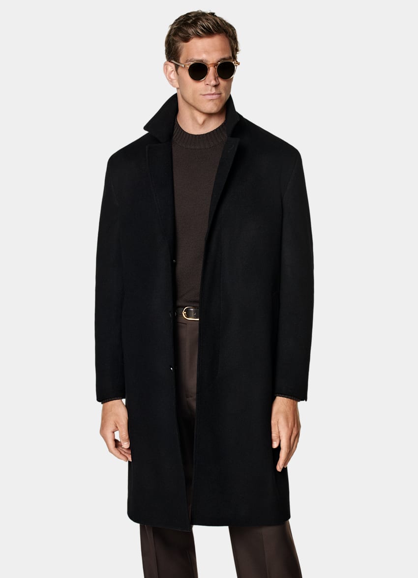 SUITSUPPLY Pure Wool Black Overcoat