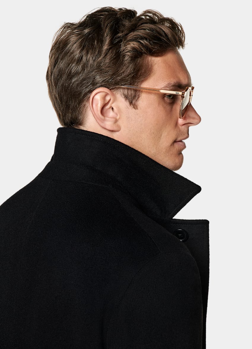 SUITSUPPLY Ren ull Svart överrock